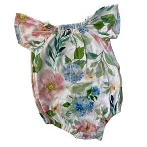 River + Jax Flutter Sleeve Bubble Romper - Hydrangea #2 - 12-24M
